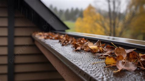 Gutters Are Covered In Leaves After A Heavy Rain Background Gutter