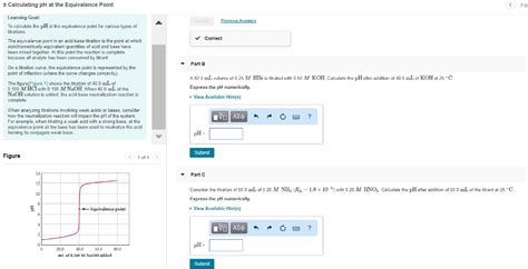 Solved T Calculating Ph At The Equivalence Point Leaming