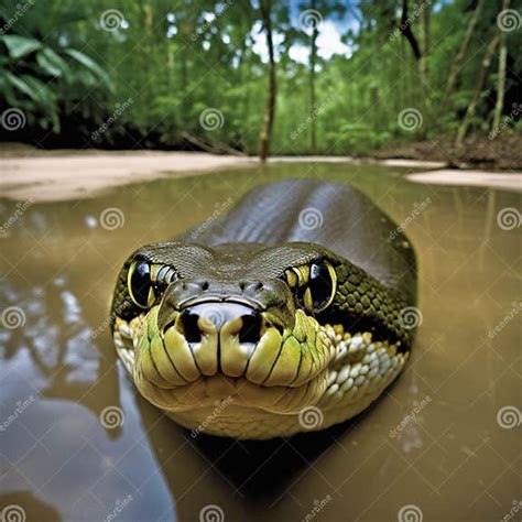 Ai Images Giant Anaconda In Amazon Forest Stock Illustration