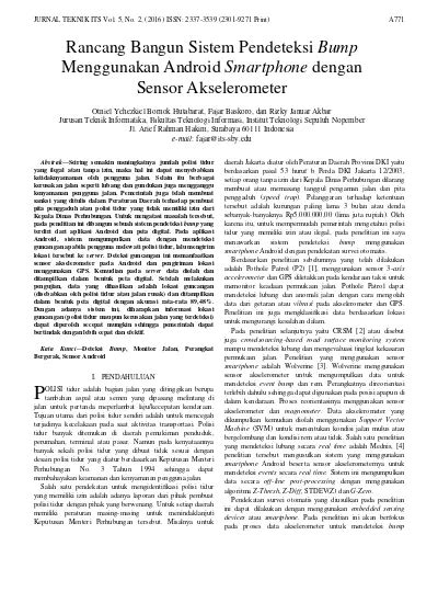 Rancang Bangun Sistem Pendeteksi Bump Menggunakan Android Smartphone Dengan Sensor Akselerometer
