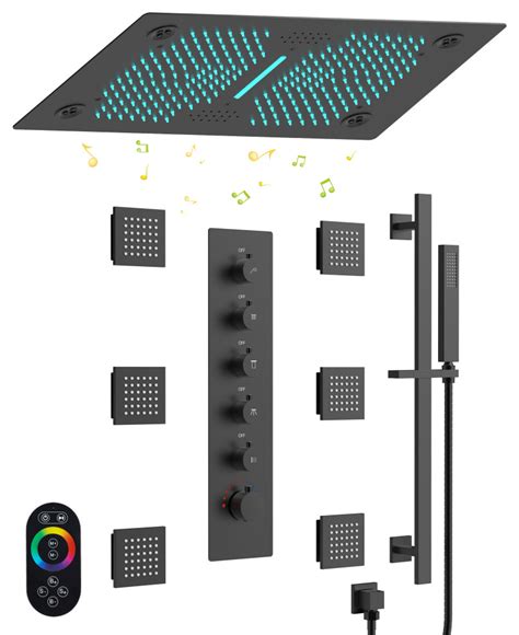 LED Music Thermostatic Shower System Modern Showerheads And Body