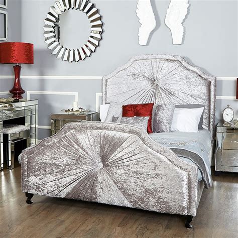 Starlight Grey Silver Velvet Upholstered King Size Bed Frame | Picture ...