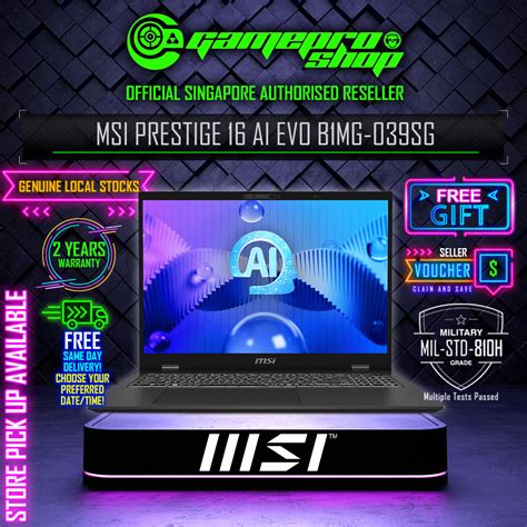 【2024】MSI Laptop Prestige 16 AI Evo B1MG-039SG / Intel Core Ultra 7 with Arc Graphics / 16″ QHD+ ...