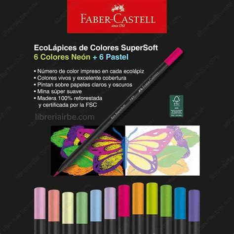 Set 12 EcoLápices de Colores Faber Castell SuperSoft 6 Neón 6