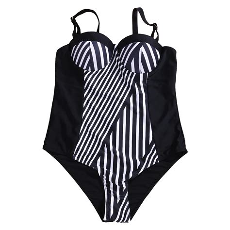 Women Plus Size Push Up Padded Monokini One Piece Bikini Swimsuit