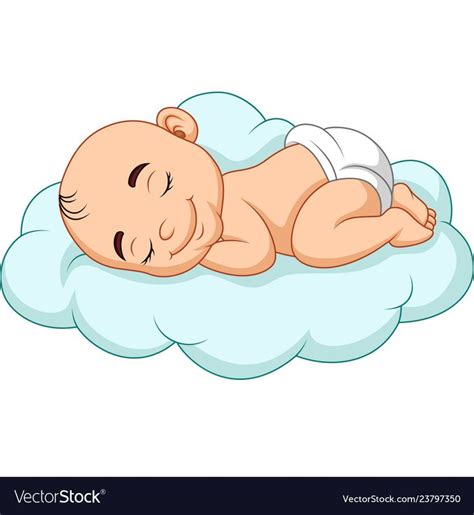 Cartoon Baby Sleeping On A Cloud Vector Image On Vectorstock Baby