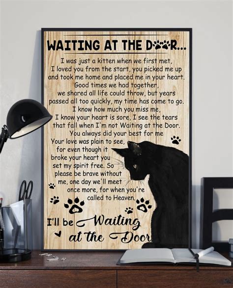 Black Cat Waiting At The Door Poster