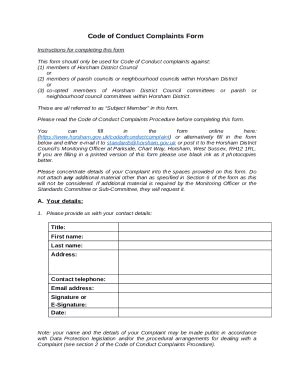 Code Of Conduct Complaints Doc Template PdfFiller