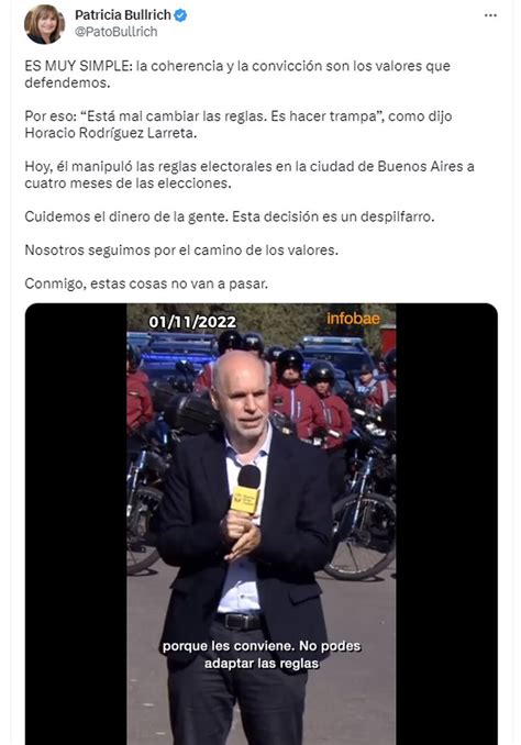 Bullrich Carpete A Larreta Y Lo Acus De Manipular Las Reglas