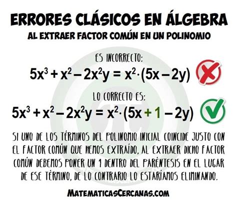 Errores clásicos en álgebra: Al extraer factor común en un polinomio | Polinomios, Angulos ...