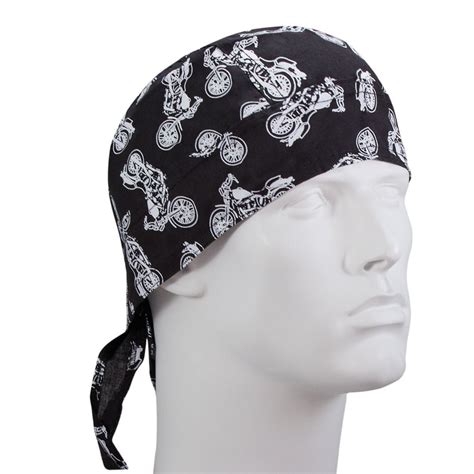 black doo rag  white tossed bikes head wrap