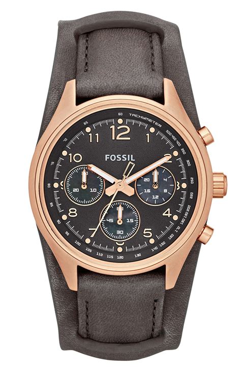 Fossil Flight Leather Cuff Watch Nordstrom