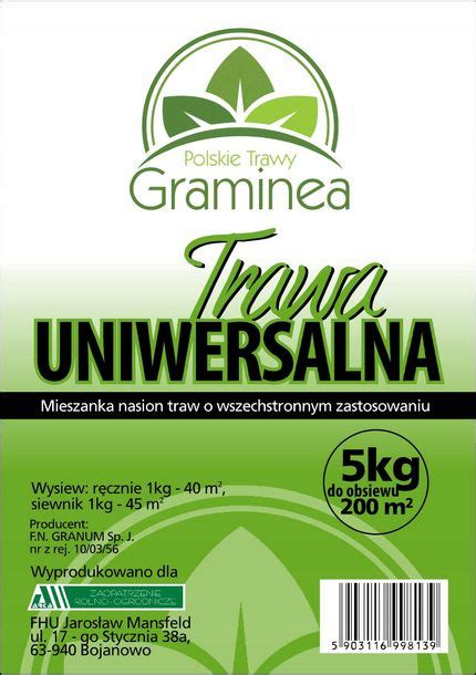 Trawa Uniwersalna Gazonowa Graminea 5KG Nasiona ERLI Pl