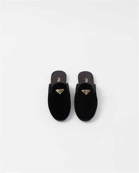 Prada Velvet Slippers In Black Lyst