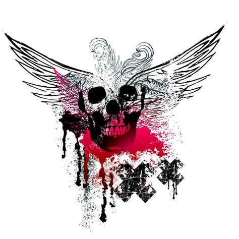 Grunge Skull Vector Hd Png Images Grunge Wings And Skulls Gothic