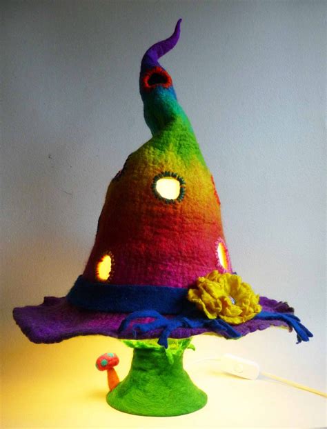 Felted Lamp Witch Hat Bedside Lamp Night Light Handmade Etsy