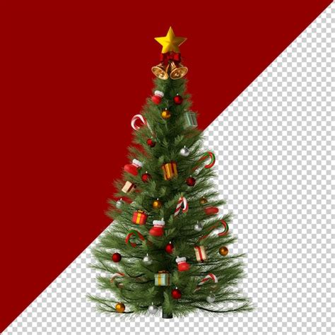 Render 3d de árbol de navidad aislado Archivo PSD Premium