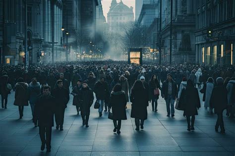 Crowds of people walking in central London at night. Anonymous crowd of ...