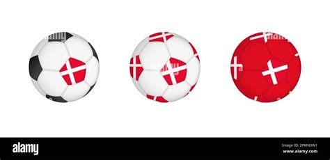 Collection Football Ball With The Denmark Flag Soccer Equipment Mockup