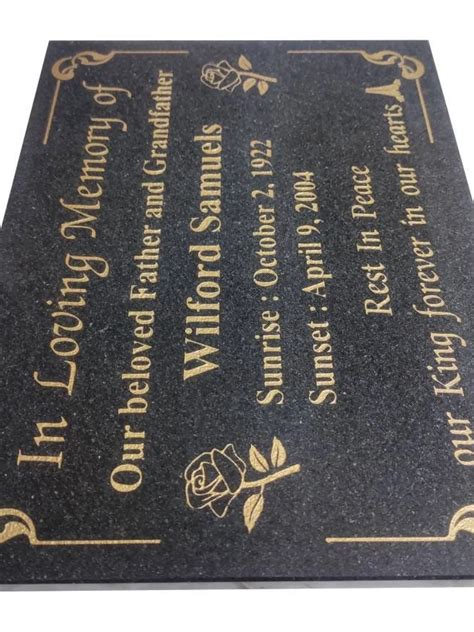 Memorial Human Grave Marker Black Granite Engraved Headstone Tombstone