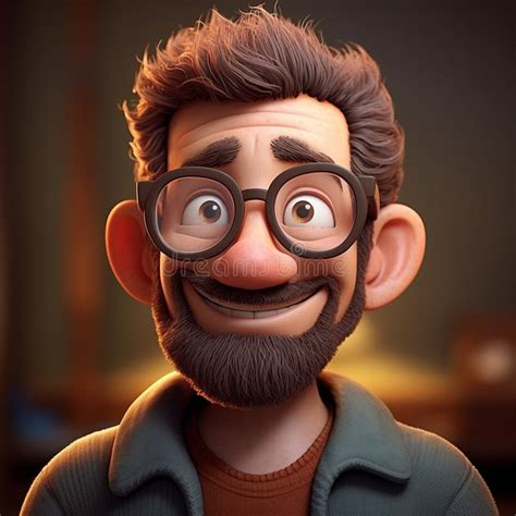 Personagem De Desenho Com Barba - Personagem De Desenho Animado Com óculos E Barba Para Tv Ilustração ...