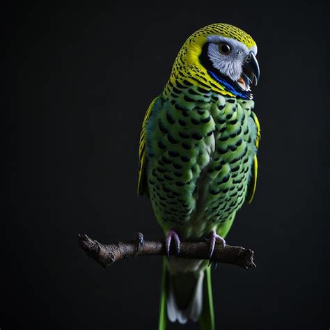 Un Loro Colorido Con Un Pico Negro Y Verde Se Sienta Foto Premium