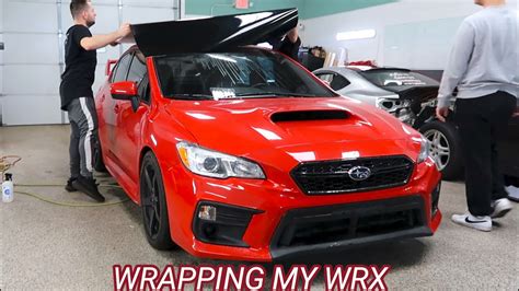 Pure Red Subaru Wrx Roof Wrap Black Accents Youtube