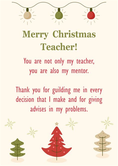 Christmas Cards For Teachers Free Pdf Printables Printablee