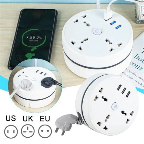 Power Multi Tap Universal Plug EU US UK Outlet Power Strip 3 USB Port