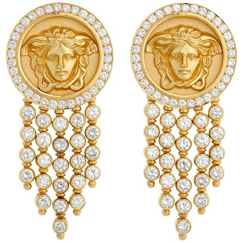 Medusa Gold And Diamond Earrings By Versace At 1stdibs