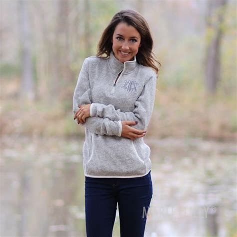 Monogrammed Heathered Fleece Pullover Marleylilly Monogram Pullover