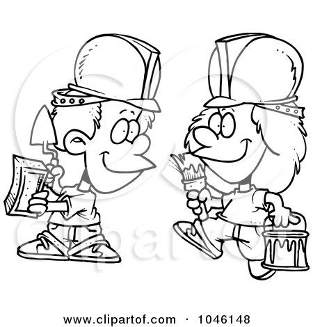 Royalty-Free (RF) Clip Art Illustration of a Cartoon Black And White ...