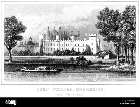 An Engraving Of Eton College Berkshire From The Thames Scanned At