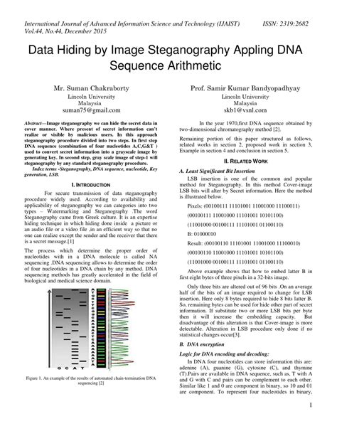 PDF Data Hiding By Image Steganography Appling DNA Sequence Arithmetic