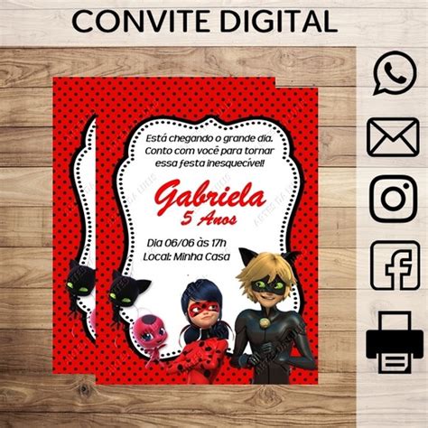 Convite Digital Miraculous Ladybug Elo7 Produtos Especiais