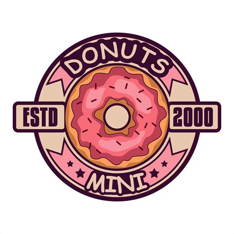 Donut pink strawberry logo vector illustration of a writing logo ...