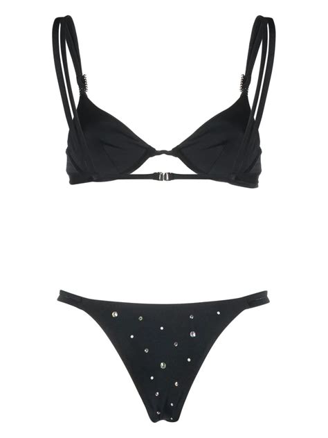 Alessandra Rich Crystal Embellished Triangle Bikini Smart Closet