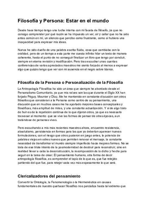 Pdf Filosofía Y Persona Estar En El Mundo Juan Carlos Vila Alonso