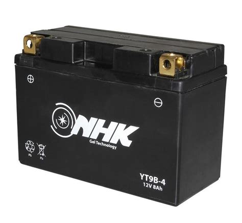 Batterie gel sans entretien YT9B 4 NHK 12V 8Ah dim 151x70x105 prête à l