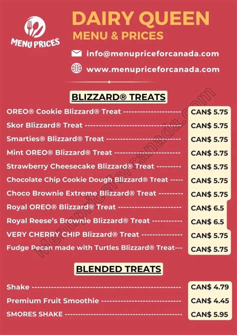 Dairy Queen Menu With Prices 2024 Menu Price For Canada