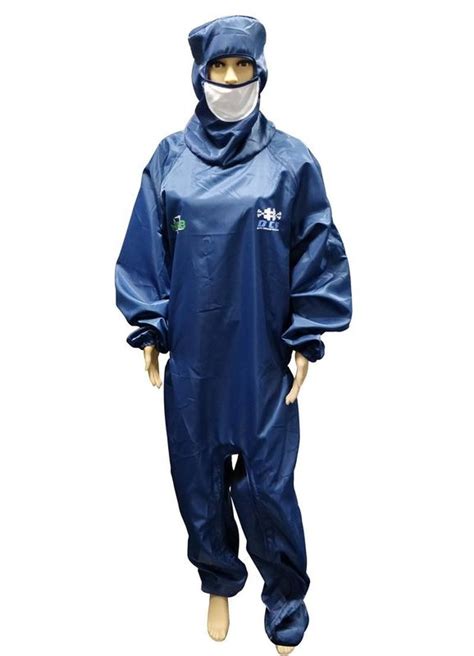 Iso 4 Cleanroom Esd Safe Clothing With Attached Hood Boots And Facemask