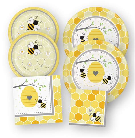 Bee Baby Shower Supplies MMF7 Gender Reveal Party Paper Plates and