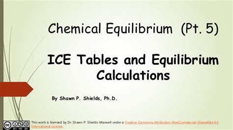 Chem 2 Chemical Equilibrium V Ice Tables And Equilibrium Calculati