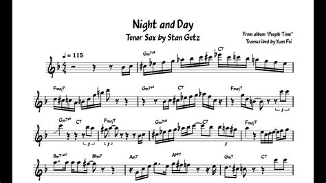 Night And Day Stan Getz Transcription Acordes Chordify