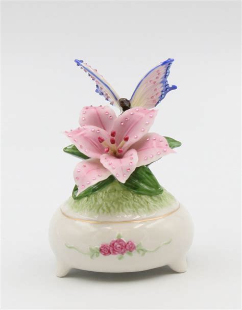 Hand Crafted Fine Porcelain Shimmering Butterfly Music Box Etsy