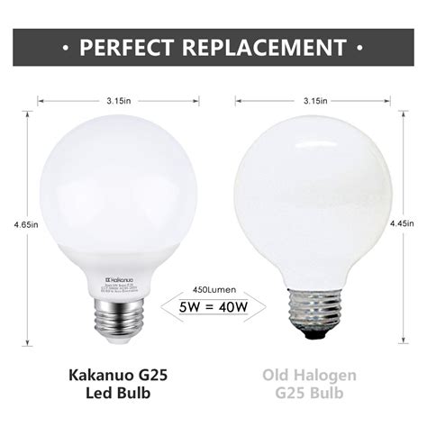 G25 LED Vanity Light Bulb 5W, Kakanuo 60W Globe Bulb Equivalent, Round Bathroom 692762647168 | eBay