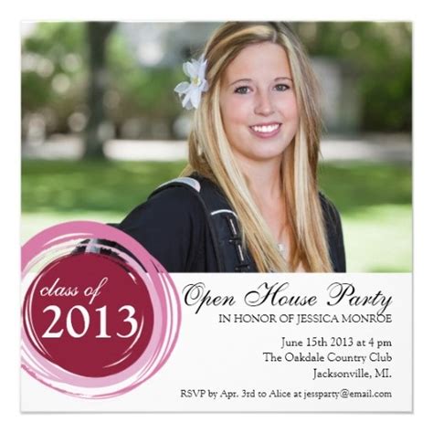 Open House Graduation Invitation Pink Circles Square Open House Party Invitations Pink