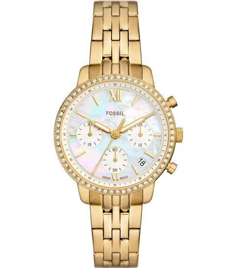 Fossil Women S Neutra Chronograph Gold Tone Stainless Steel Bracelet