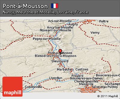 Free Shaded Relief Panoramic Map Of Pont Mousson