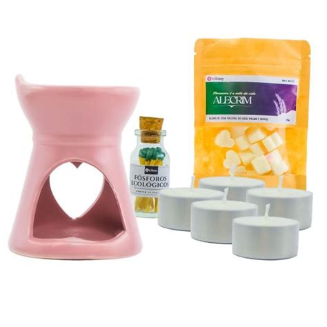 Kit rechaud 5 velas fósforo eco wax melts alecrim 25g